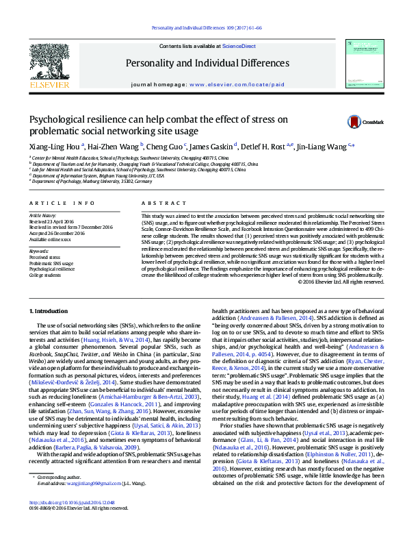 (PDF) Psychological resilience can help combat the effect of stress on ...