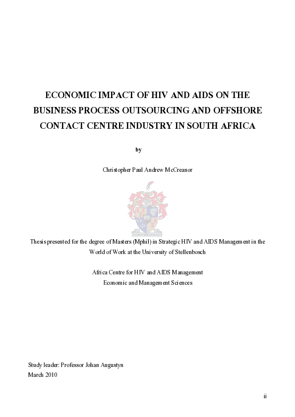 (PDF) Economic impact of HIV and AIDS on the business process ...