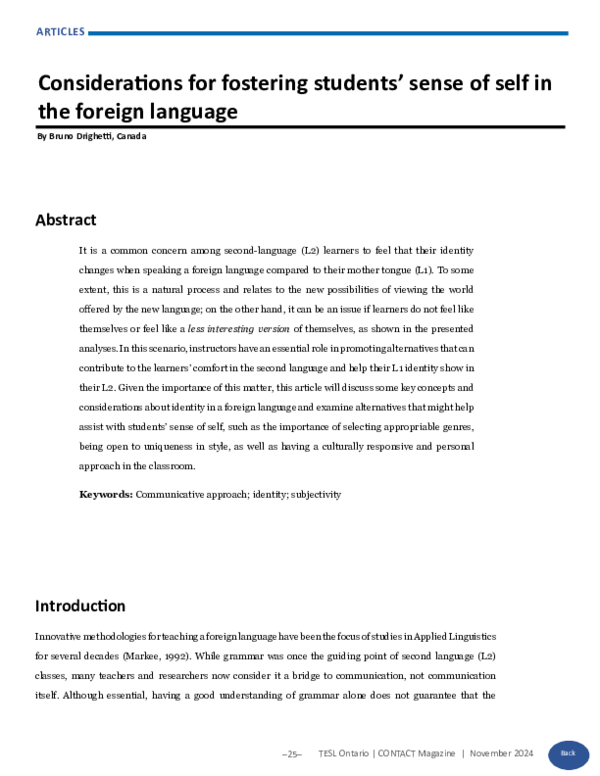 (PDF) Considerations for fostering students' sense of self in the ...