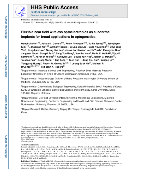 (PDF) Flexible Near-Field Wireless Optoelectronics as Subdermal ...