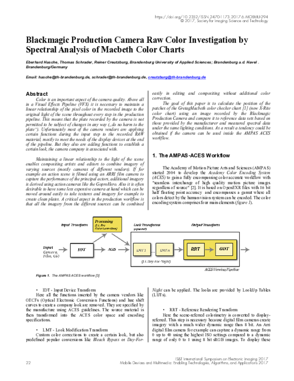 (PDF) Blackmagic Production Camera Raw Color Investigation by Spectral ...