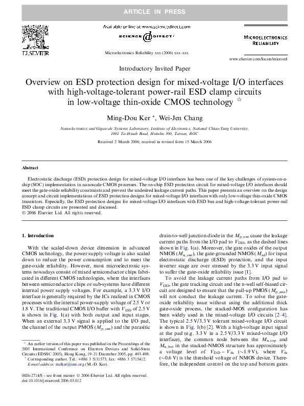 (PDF) Overview on ESD protection design for mixed-voltage I/O ...