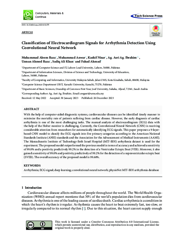 Pdf Classification Of Electrocardiogram Signals For Arrhythmia