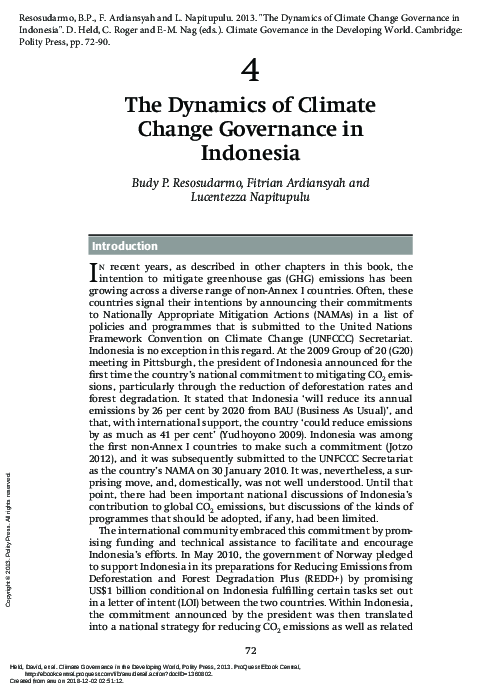 (PDF) The dynamics of climate change governance in Indonesia