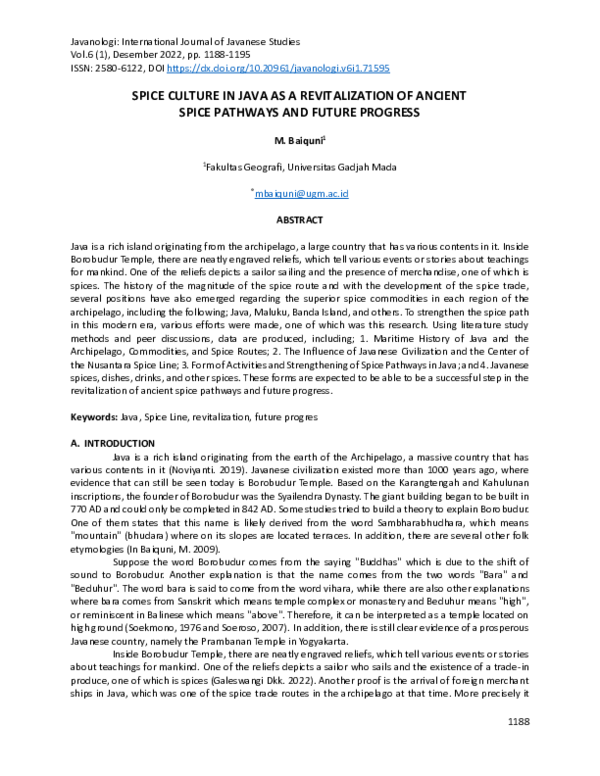 (PDF) Spice Culture in Java as a Revitalization of Ancient Spice ...