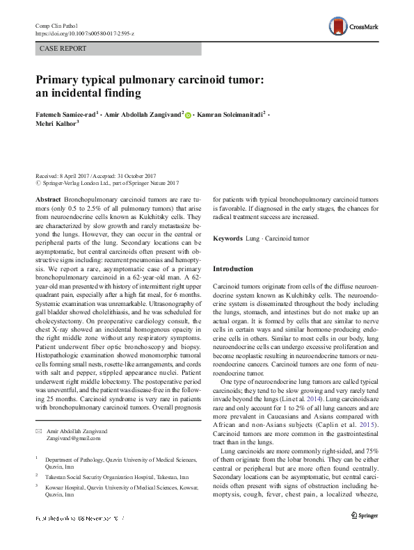 (PDF) Primary typical pulmonary carcinoid tumor: an incidental finding