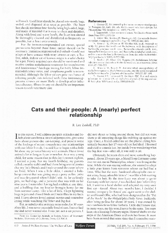 (PDF) Cats and their people: A (nearly) perfect relationship