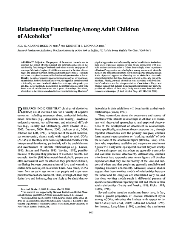 (PDF) Relationship Functioning Among Adult Children of Alcoholics