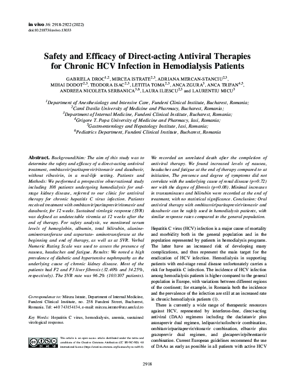 (PDF) Safety and Efficacy of Direct-acting Antiviral Therapies for ...