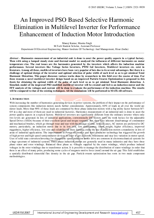 (PDF) An Improved PSO Based Selective Harmonic Elimination in ...