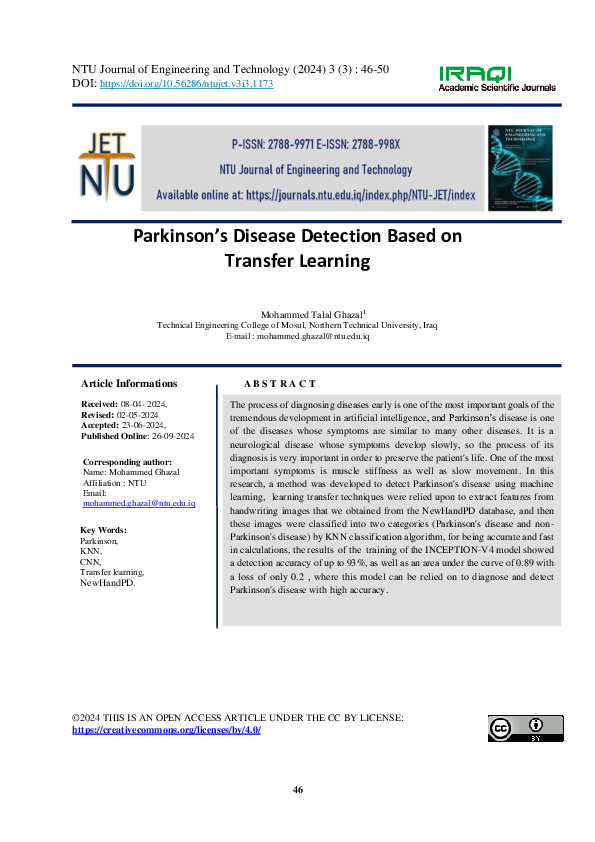(PDF) Parkinson’s Disease Detection Based on Transfer Learning