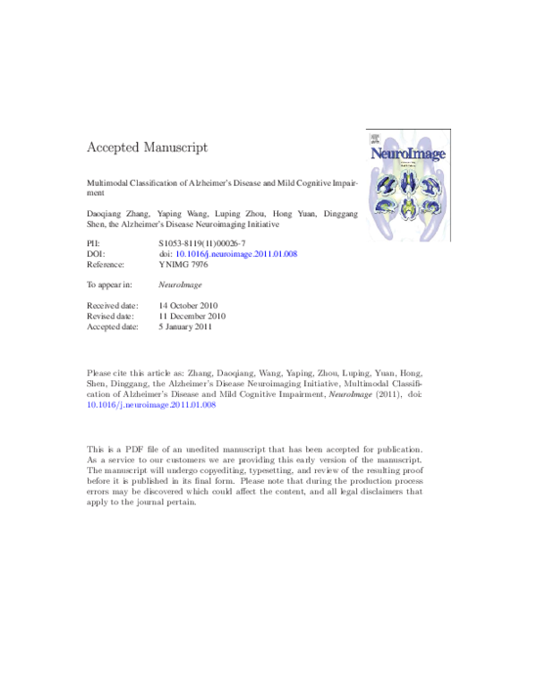 (PDF) Multimodal classification of Alzheimer's disease and mild ...