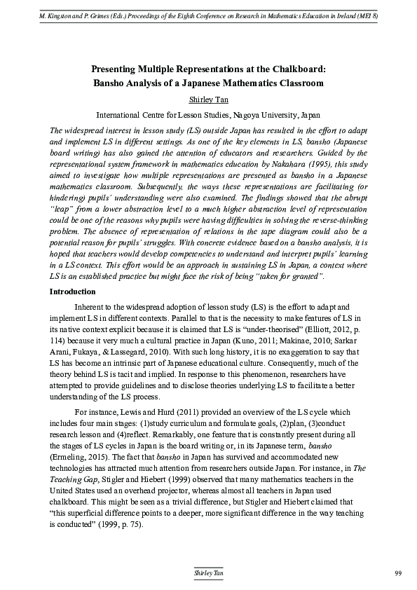 (PDF) Presenting multiple representations at the chalkboard: Bansho ...