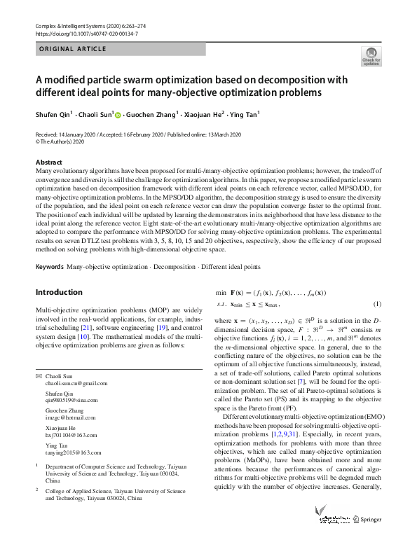 (PDF) A modified particle swarm optimization based on decomposition ...