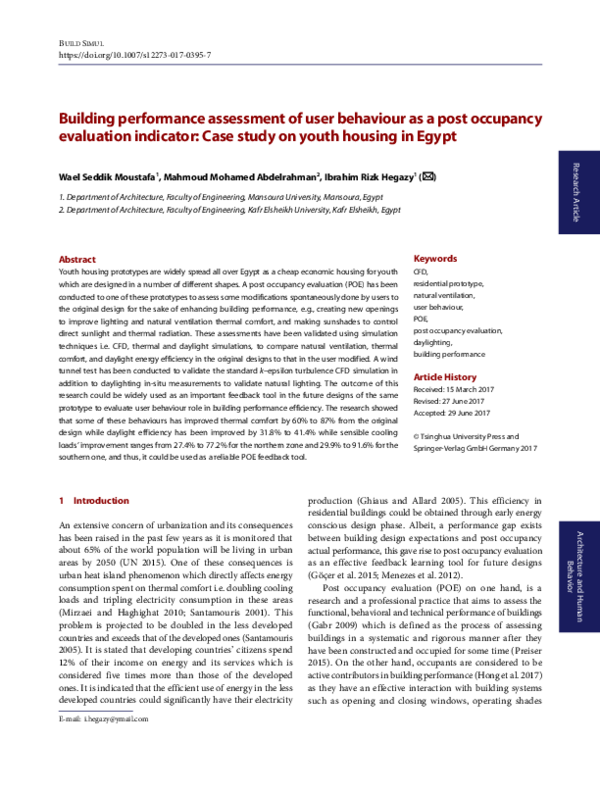 (PDF) Building performance assessment of user behaviour as a post ...