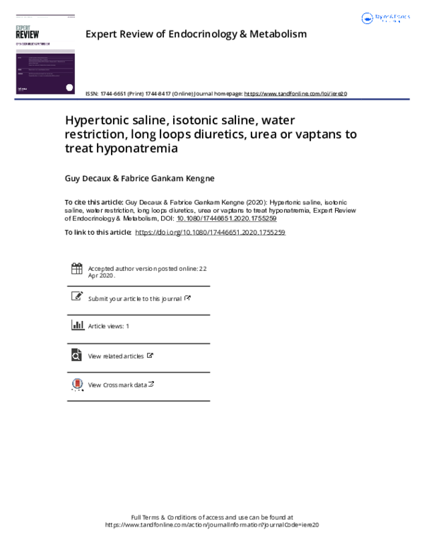 (PDF) Hypertonic saline, isotonic saline, water restriction, long loops ...