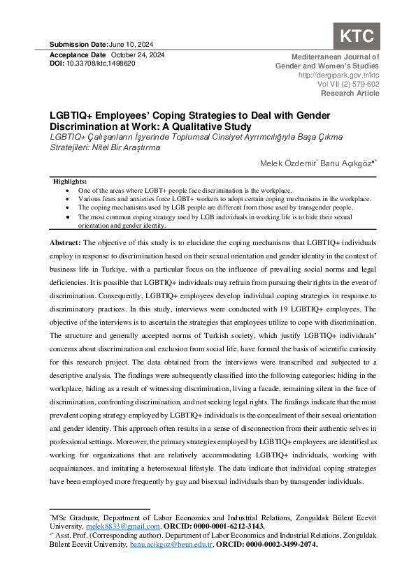 (PDF) LGBTIQ+ Employees’ Coping Strategies to Deal with Gender ...