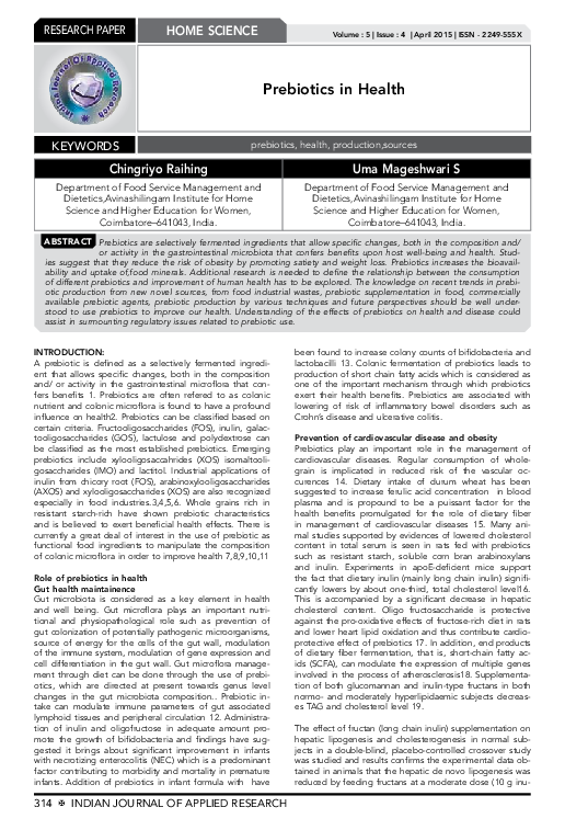 (PDF) Prebiotics in Health