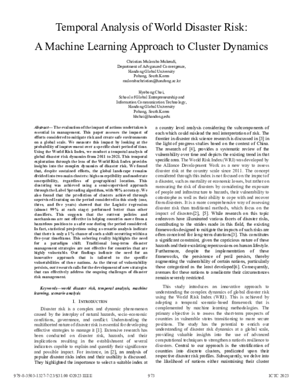 (PDF) Temporal Analysis of World Disaster Risk:A Machine Learning ...