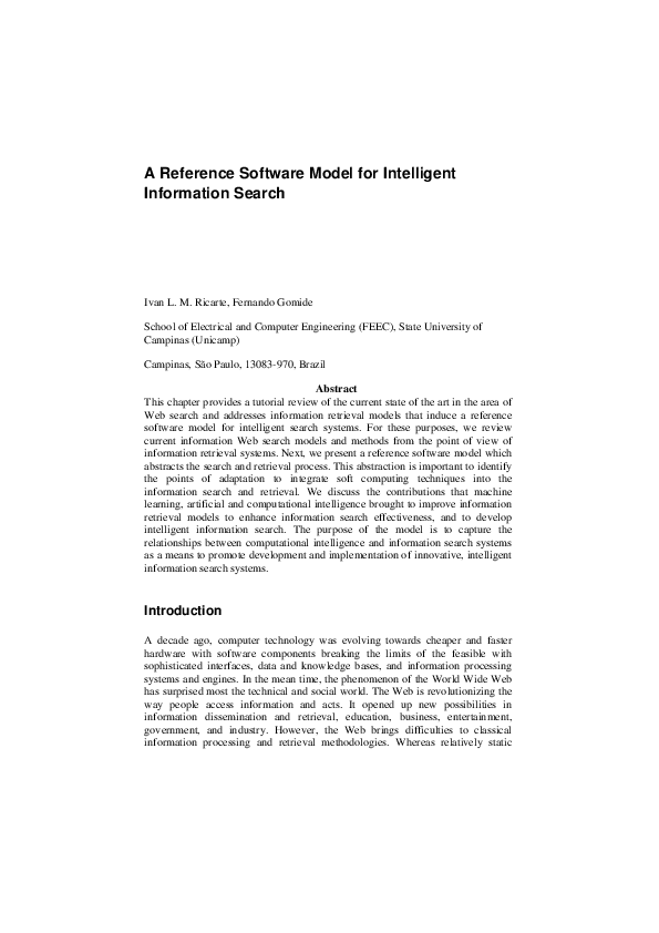 (PDF) A Reference Software Model for Intelligent Information Search