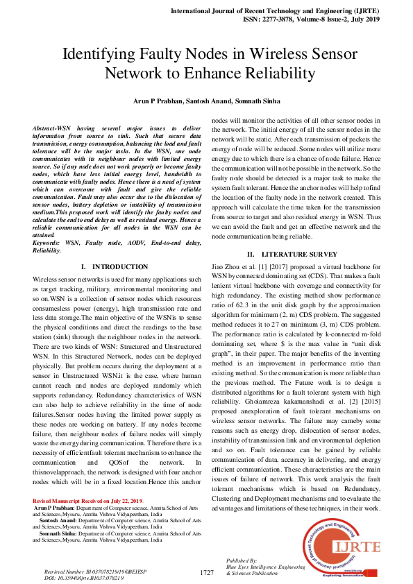 (PDF) Identifying Faulty Nodes in Wireless Sensor Network to Enhance ...