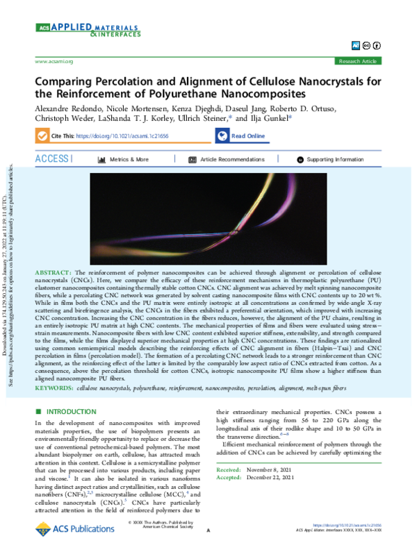 (PDF) Comparing Percolation and Alignment of Cellulose Nanocrystals for ...