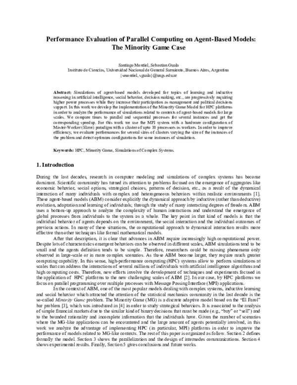 (PDF) Performance Evaluation of Parallel Computing on Agent-Based ...