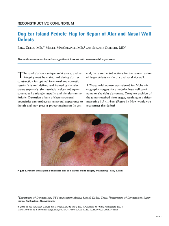 (PDF) Dog Ear Island Pedicle Flap for Repair of Alar and Nasal Wall Defects