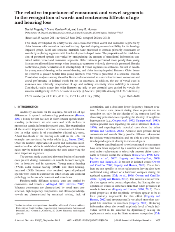 (PDF) The relative importance of consonant and vowel segments to the ...