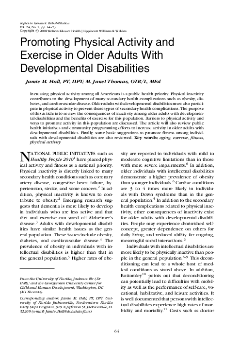 (PDF) Promoting Physical Activity and Exercise in Older Adults
