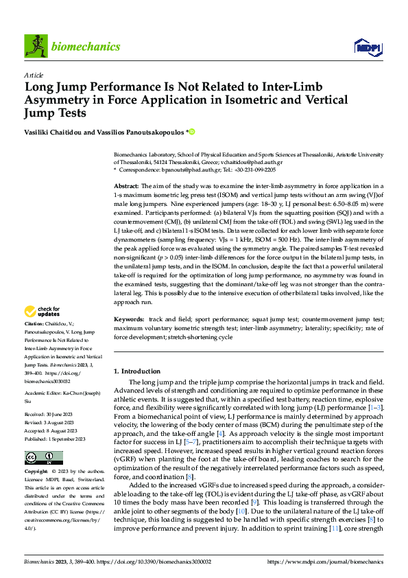 (PDF) Long Jump Performance Is Not Related to Inter-Limb Asymmetry in ...