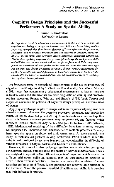 (PDF) Cognitive Design Principles and the Successful Performer: A Study ...