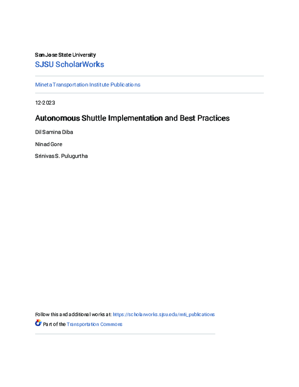 (PDF) Autonomous Shuttle Implementation and Best Practices