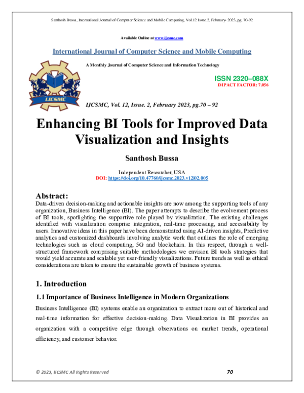 (PDF) Enhancing BI Tools for Improved Data Visualization and Insights