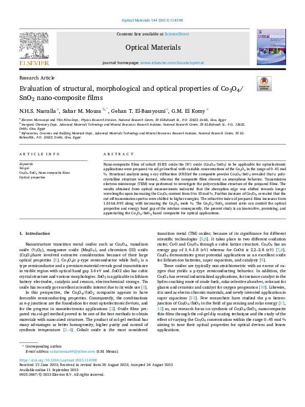 (PDF) Evaluation of structural, morphological and optical properties of ...