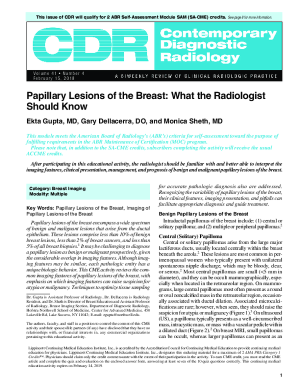 (PDF) Papillary Lesions of the Breast
