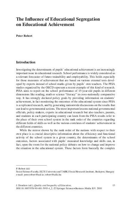 (PDF) The Influence of Educational Segregation on Educational Achievement