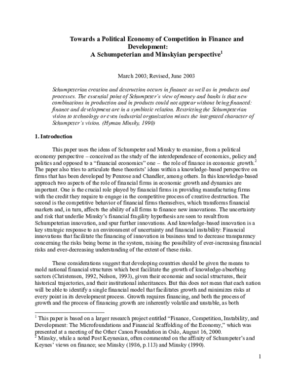(PDF) Towards a Political Economy of Competition in Finance and Development