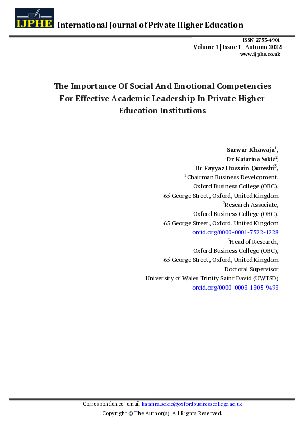 (PDF) The Importance Of Social And Emotional Competencies For Effective ...
