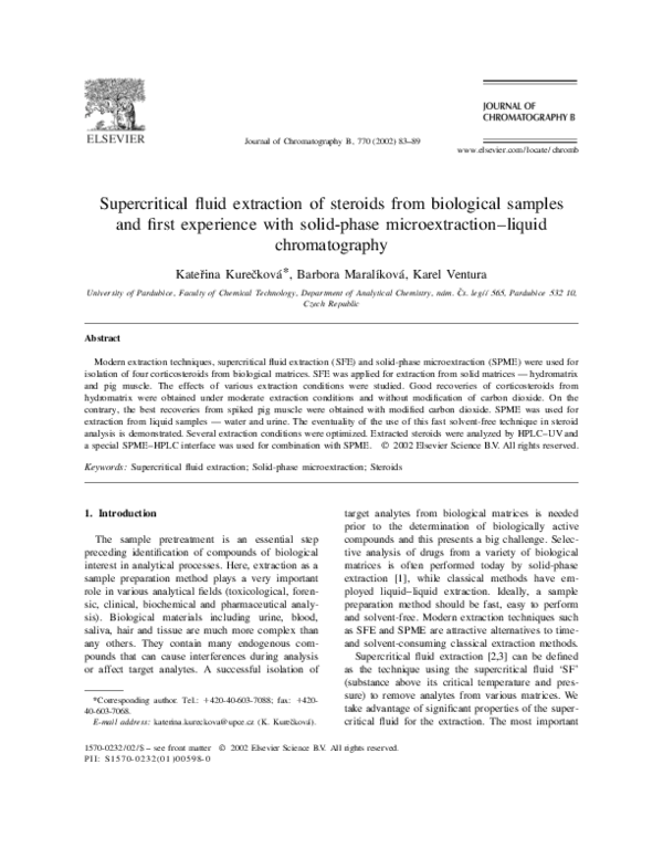 (PDF) Supercritical fluid extraction of steroids from biological ...