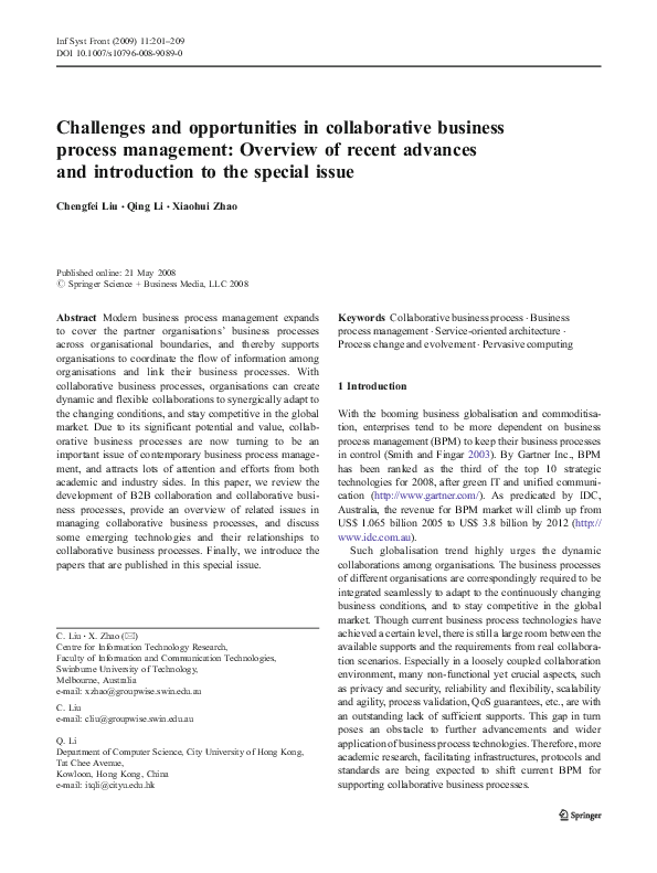 (PDF) Challenges and opportunities in collaborative business process ...
