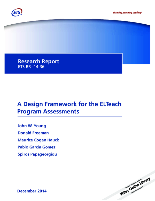 (PDF) A Design Framework for the ELTeach Program Assessments