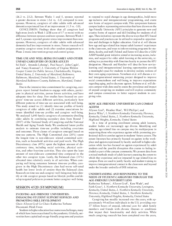 (PDF) Time-Use and Well-Being in Family and Other Unpaid Caregivers of ...