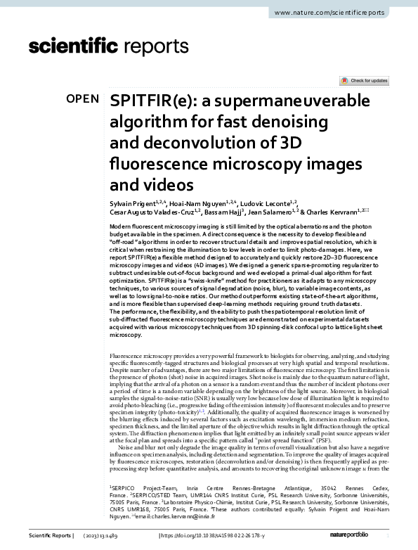 (PDF) SPITFIR(e): a supermaneuverable algorithm for fast denoising and ...