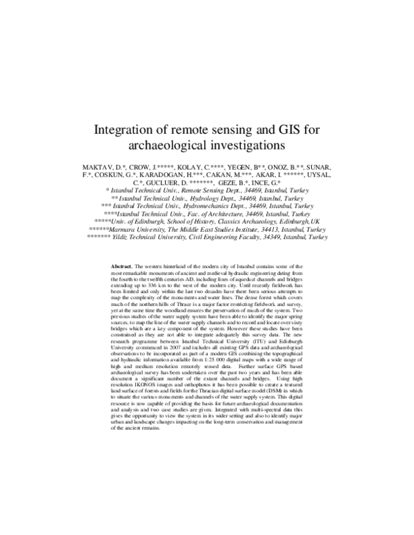 (PDF) Integration of remote sensing and GIS for archaeological ...