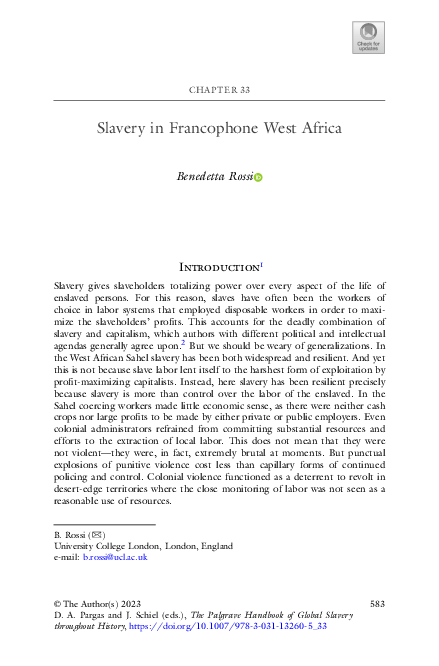 (PDF) Slavery in Francophone West Africa