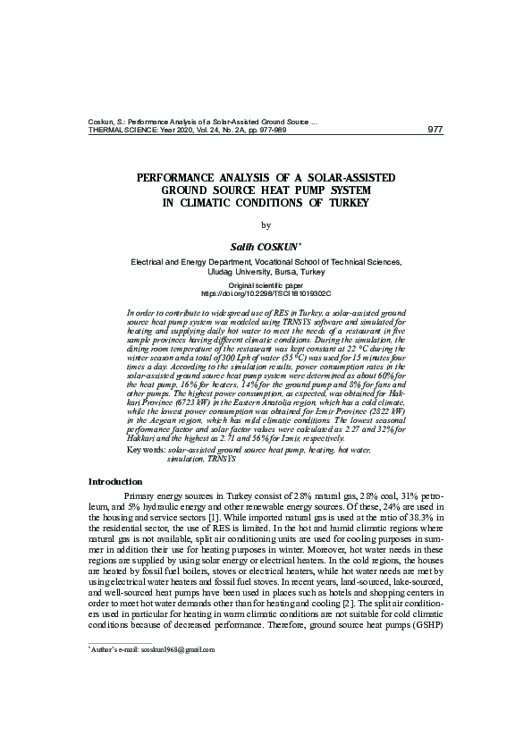 (PDF) Performance analysis of a solar-assisted ground source heat pump ...