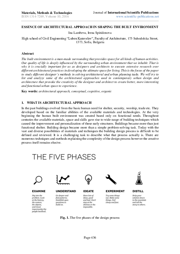 (PDF) Essence of Architectural Approach in Shaping the Built Environment