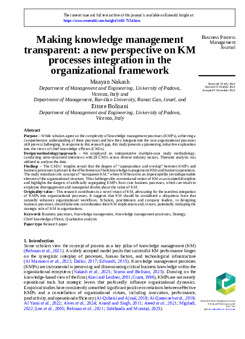 (PDF) Making knowledge management transparent: a new perspective on KM ...