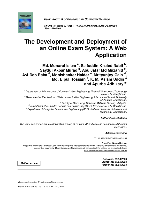 (PDF) The Development and Deployment of an Online Exam System: A Web ...